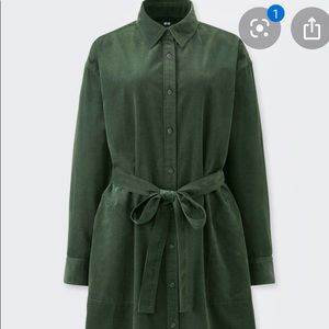 Uniqlo corduroy dress in forest green